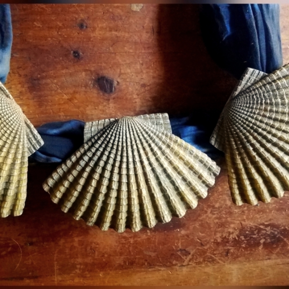 Set of 3 Scalloped Nautilus Towel Or Fabric Holders.
